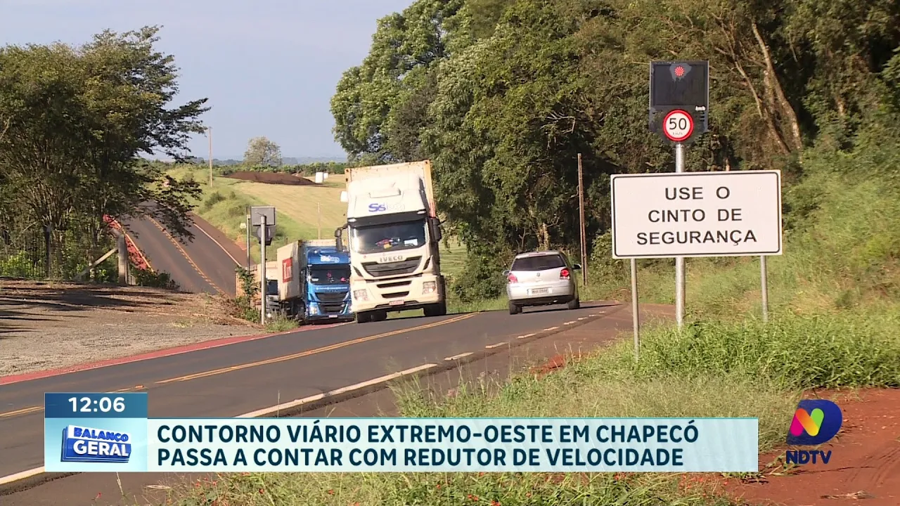 Contorno viário extremo oeste em Chapecó passa a contar com redutor de velocidade