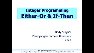 Integer Programming 9 2 either-or if-then