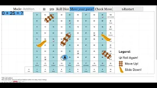 Ladder and Slide new Game for Addition and Subtraction Modified HTML5 JavaScript Applet