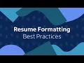 Resume Formatting Best Practices Indeed Career Quick Tips