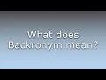 What does Backronym mean