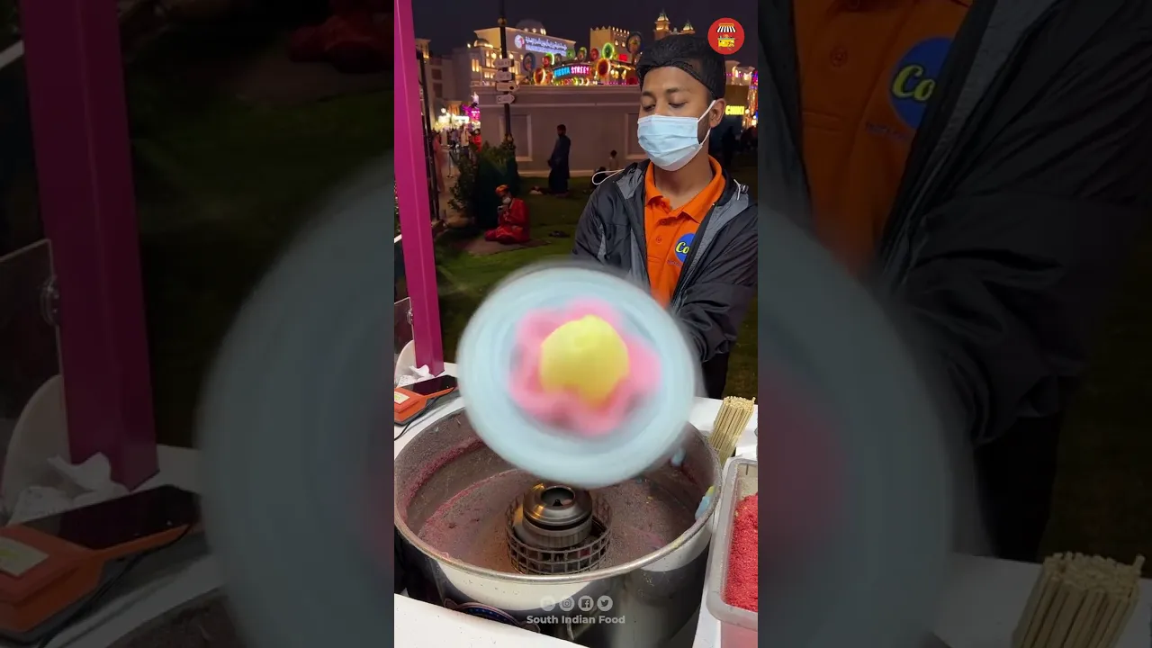 Making Cotton Candy Flower in traditional way in Dubai   Street Food