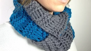 How to Loom Knit an Infinity Scarf in Elongated Stitch using a Round Loom DIY Tutorial