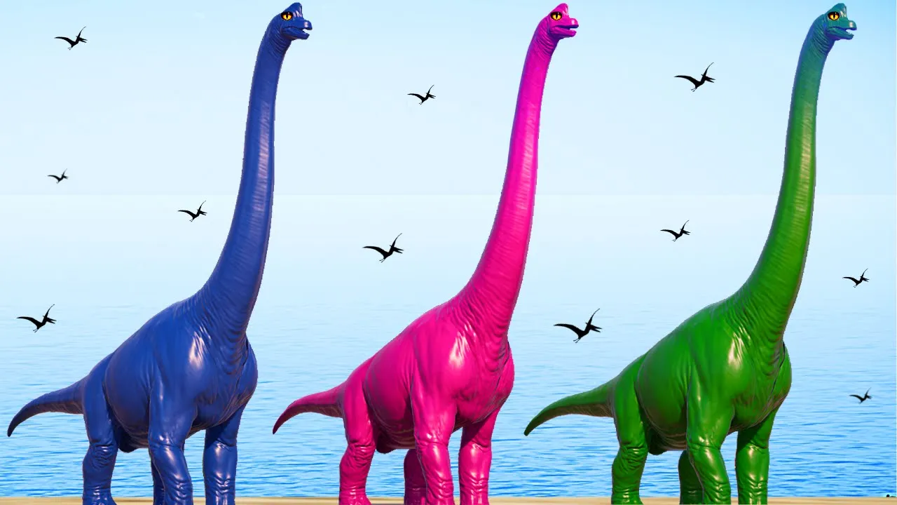 Brachiosaurus Color Pack vs Indominus Rex vs T-Rex Dinosaurs Fighting in Jurassic World Evolution