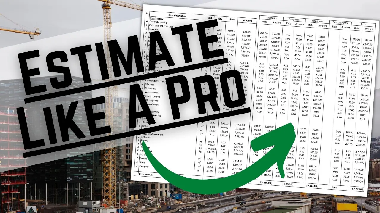 How To Prepare Construction Cost Estimation Format In Excel For Projects