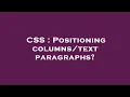 CSS Positioning paragraphs