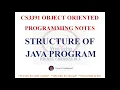 STRUCTURE OF JAVA PROGRAM NOTES CS3391 OBJECT ORIENTED PROGRAMMING NOTES 2021 REGULATION CSE