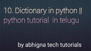 10 Dictionary concept in Python Python tutorials in Telugu