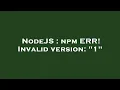 NodeJS npm ERR Invalid version 1