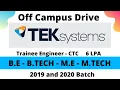 TEKsystems Global Services Recruitment 2021 Trainee Engineer Jobs