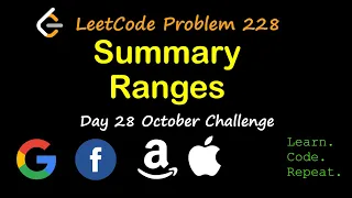 Summary Ranges LeetCode 228 October LeetCode Challenge Day 28