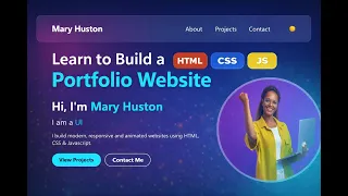 Glassmorphism Portfolio Website Tutorial HTML CSS JavaScript Dark Mode Typing Animation