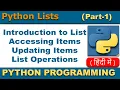 Understanding Lists in Python and List Functions Part 1 in Hindi