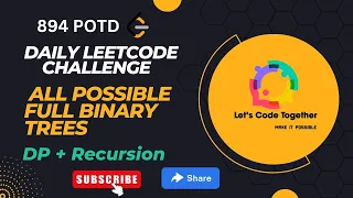 All Possible Full Binary Trees DP Recursion Daily Leetcode Challenge Leetcode 894 Medium