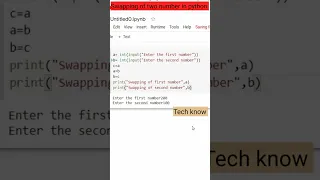 Swapping of two numbers in python python tutorial