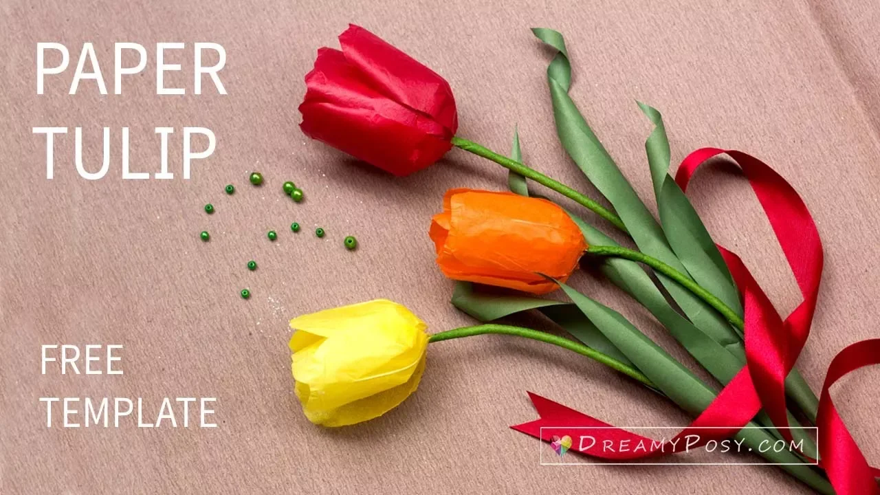 How to make tissue paper Tulip flower, free template