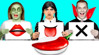 Bite Lick Or Nothing Challenge Wednesday Vs Vampire Vs Zombie By BaRaDa Challenge 