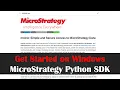 Get Started with MicroStrategy Python SDK mstrio-py on Windows