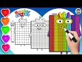 Numberblocks 7000 700 70 7 Drawing Coloring For Kids Learn To Draw Numberblock Easy Art