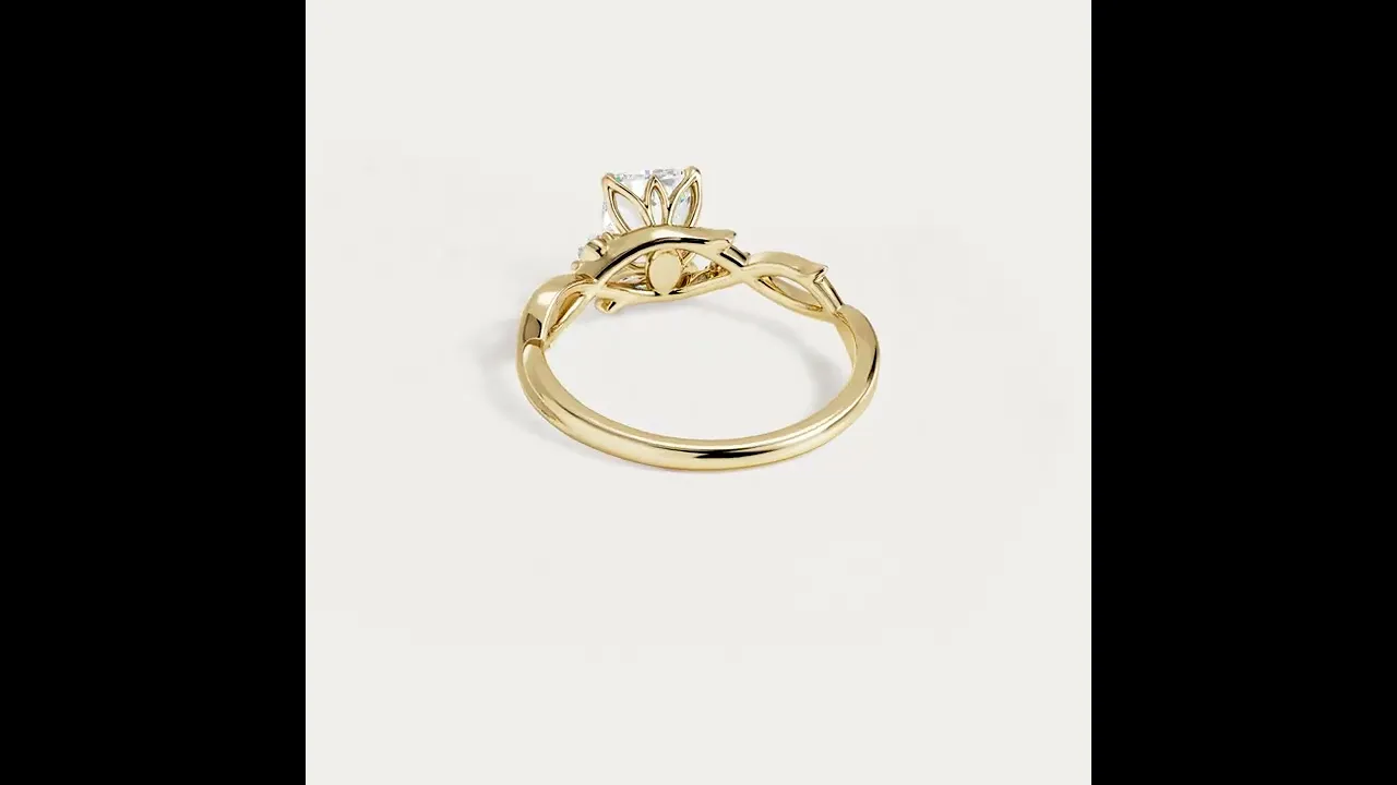 Miranda丨Elongated Cushion Cut Lab Diamond Intertwined Accent Engagement Ring