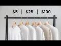 100 vs 25 vs 5 WHITE T-SHIRT