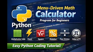 Python Menu-Driven Math Calculator Program for Beginners Table Power Square Mod Pi