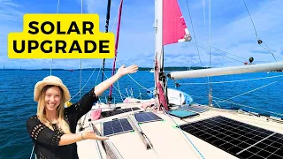 Installing solar and a big dish on our 1986 Catamaran  [Ep. 46]