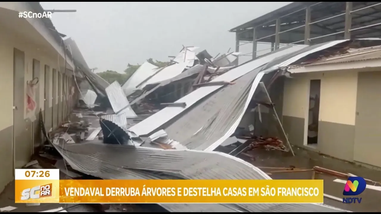 São Francisco do Sul registra novos estragos após vendaval; Jaraguá do Sul em situação de emergência