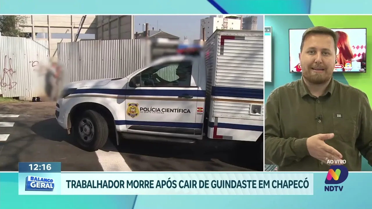 Acidente fatal em Chapecó: trabalhador morre e outro fica ferido após queda de guindaste