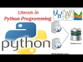 4 Python programming-Literals