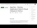 App Dev Storing Application Data in Cloud Datastore Python
