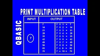 QBasic program to Print Multiplication Table Multiplication Table in QBasic QBasic Tutorial