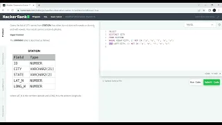 HackerRank SQL Weather Observation Station 11 SQL Learning