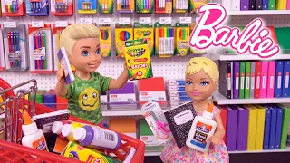 Barbie Doll Family School Supply Shopping Morning Routine