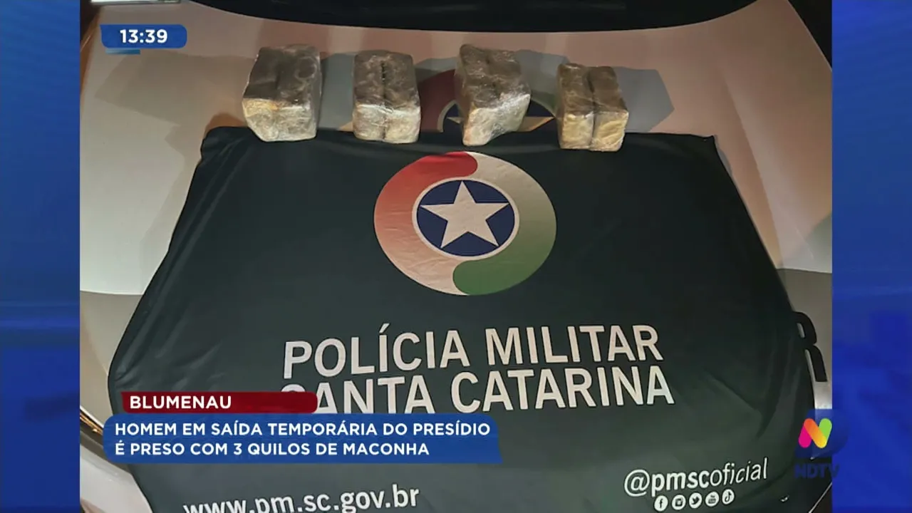 Homem em saída temporária do presídio é preso com três quilos de maconha