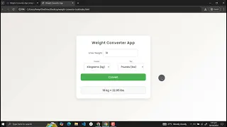 Weight Converter App Using HTML CSS and JavaScript with Source Code