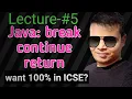 Jumping statements break continue return statements in Java control statements ICSE ISC Board Stu