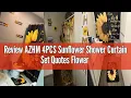 Review AZHM 4PCS Sunflower Shower Curtain Set Quotes Flower Bathroom Decor Sets with Rugs Bathroom A
