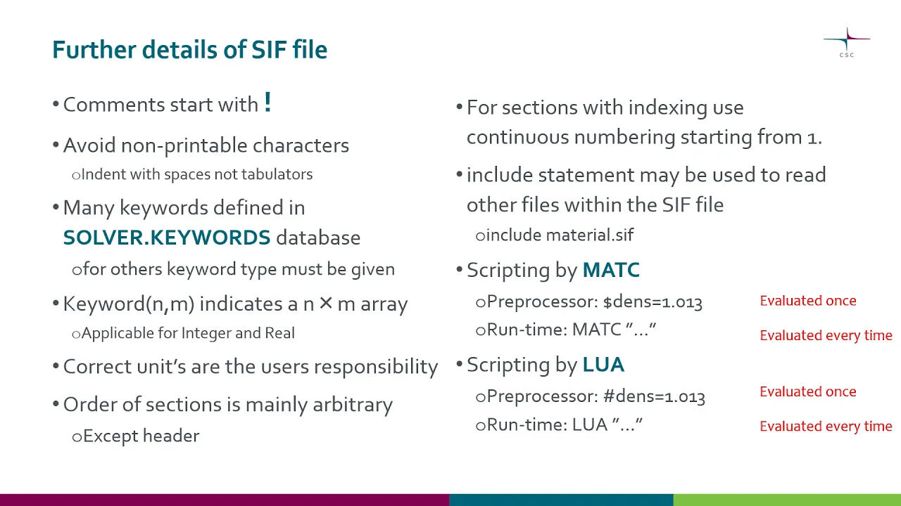 Elmer SIF file