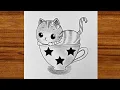 Download Lagu Easy pencil drawing | How to Draw Easy Cute Cat Picture Step by Step | Easy drawing for beginners