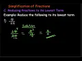 Simplification of Fractions Reducing Fractions to Lowest Terms