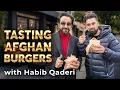 Lagu Afghan Burger \u0026 Chabli Kabab Tasting with Habib Qaderi | Bazaar | خوردن برگر افغانی با حبیب قادری