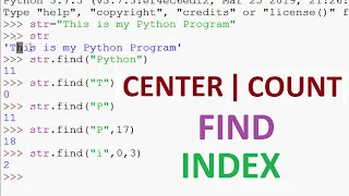 Built in String Functions in Python CENTER COUNT FIND INDEX