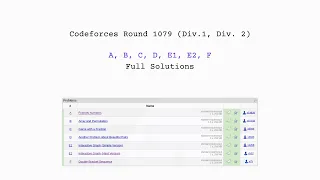 Codeforces Round 1079 Div 2 Complete Solutions A B C D E1 E2 F Explained