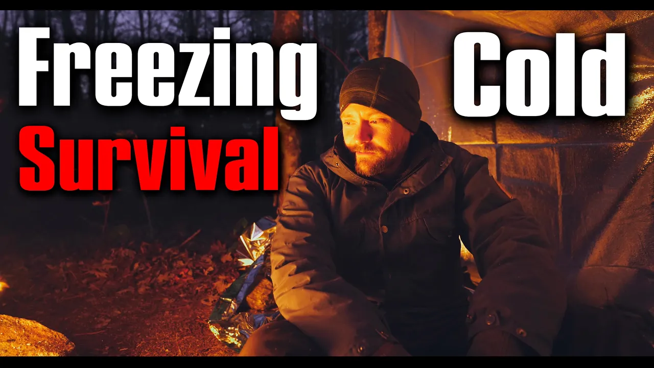 Real Survival with only an Emergency Tarp - Freezing Temps!