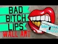 Bad B tch Lips Hand Painted Sign for Sabotaged Siren Tattoo Shop in Beaumont Texas