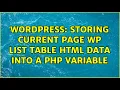 Wordpress Storing current page WP list table HTML data into a PHP variable