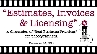 Best Practices Estimates Invoices Licensing - A valuable discussion for all photographers