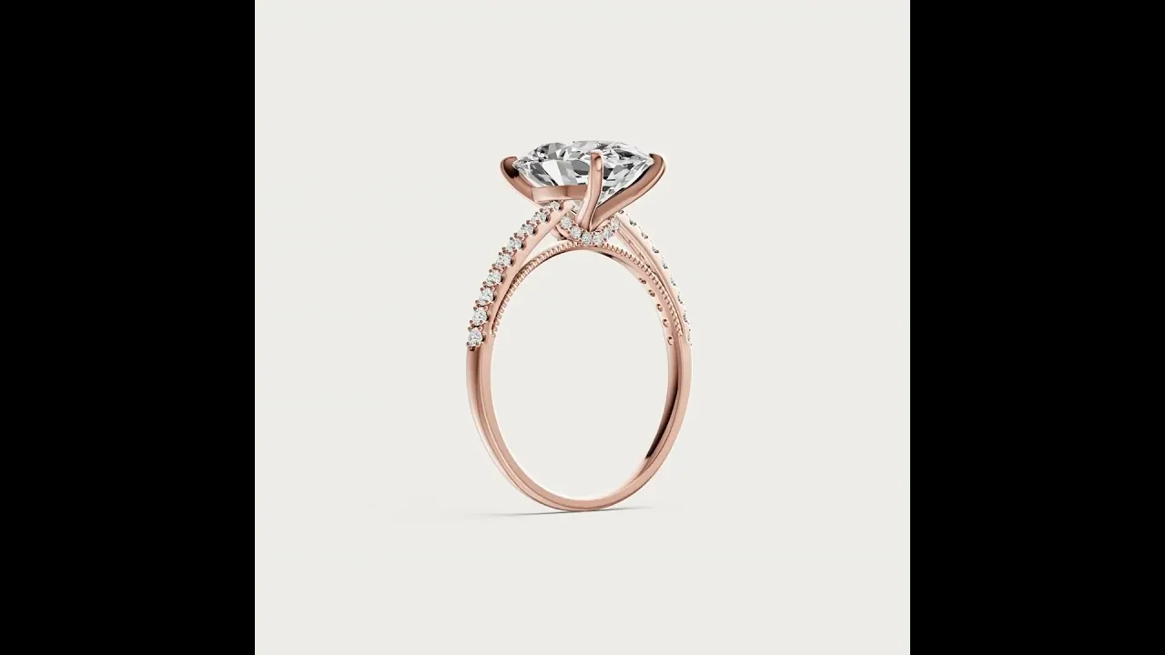 Melina丨Oval Cut Pave Solitaire 3CT Lab Grown Engagement Ring