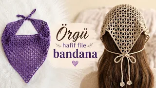 💜 So Elegant! Crochet Mesh Bandana 🧶✨ | Easy Crochet Bandana Tutorial 🌸
